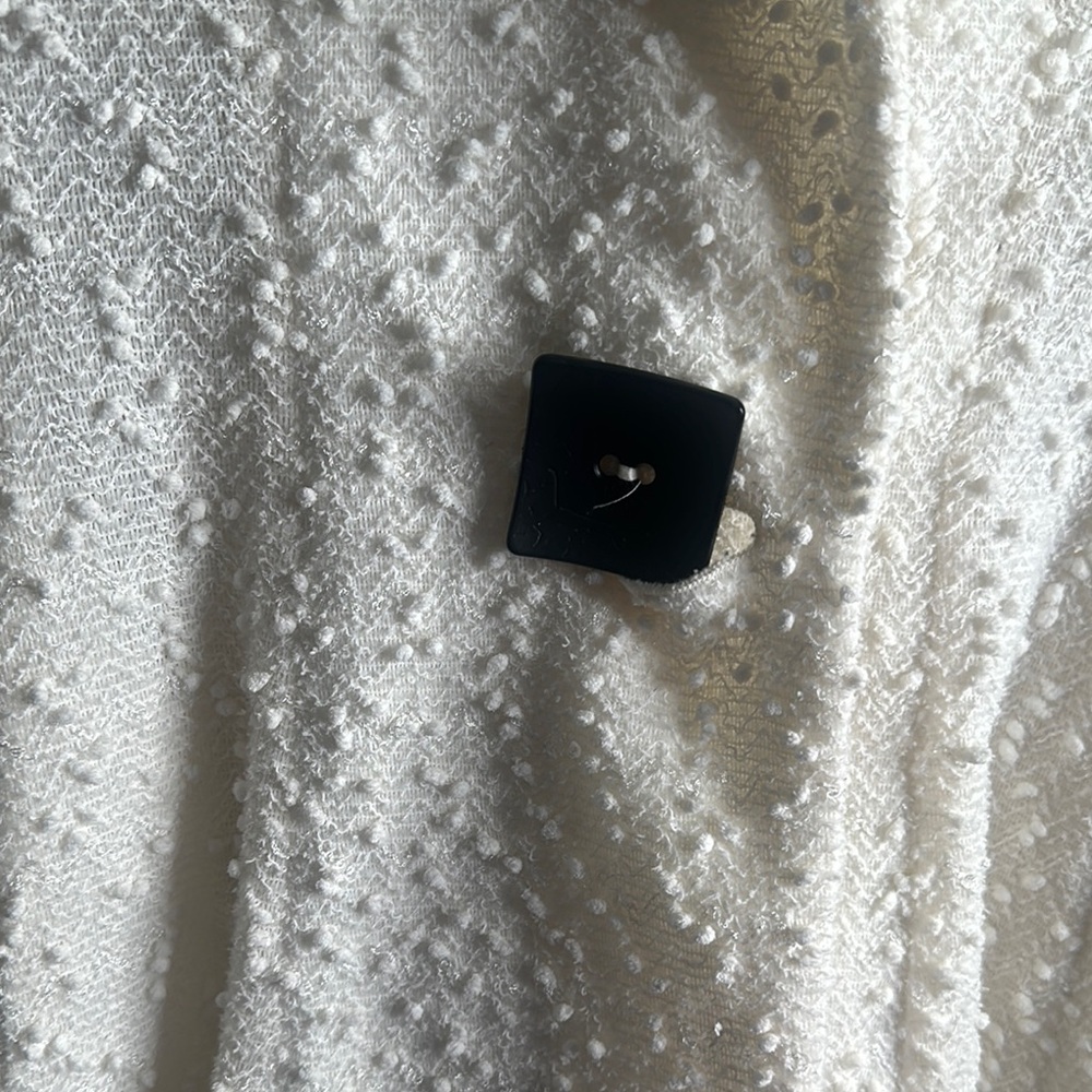 SANT GIL Paris Elegant White Ruffled Coat black trim size M - Picture 6 of 12